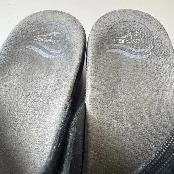 Sale $5 Dansko Sophie Black Metallic Slide Womens EU 42 Leather Sandals - Picture 10 of 11